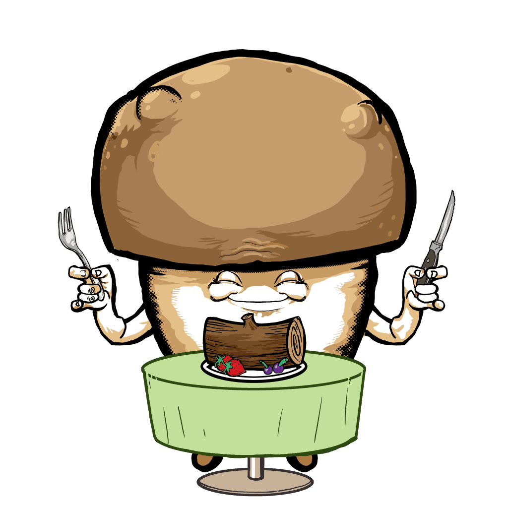 Cartoon mushroom links to join Dining Shrroom group on Facebook